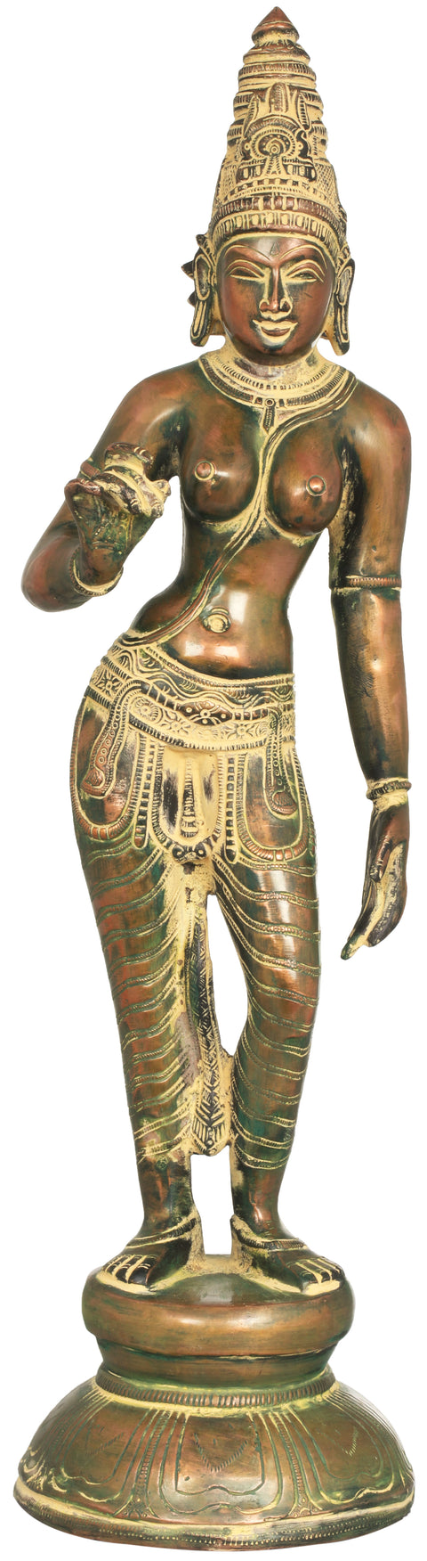 17" Devi Uma Shivakamasundari Brass Idol | Handmade | Made in India