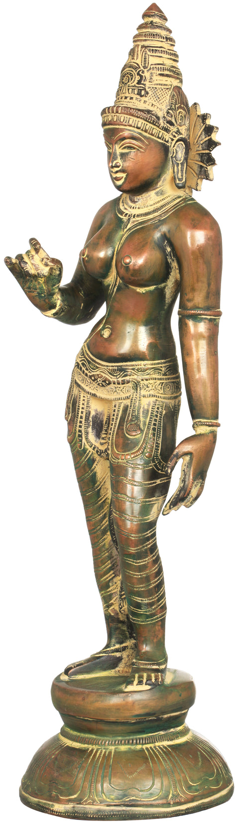 17" Devi Uma Shivakamasundari Brass Idol | Handmade | Made in India