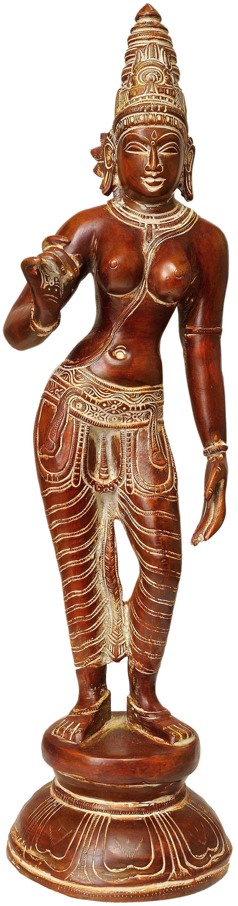 17" Devi Uma Shivakamasundari Brass Idol | Handmade | Made in India