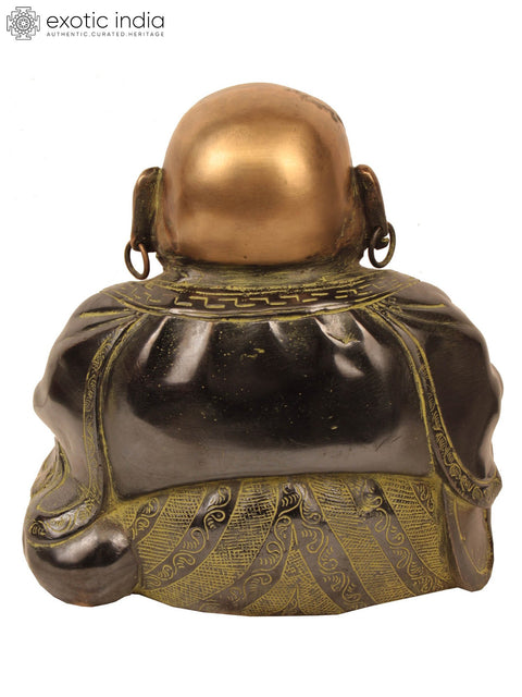 9" Joyous Laughing Buddha In Brass | Handmade | Made In India