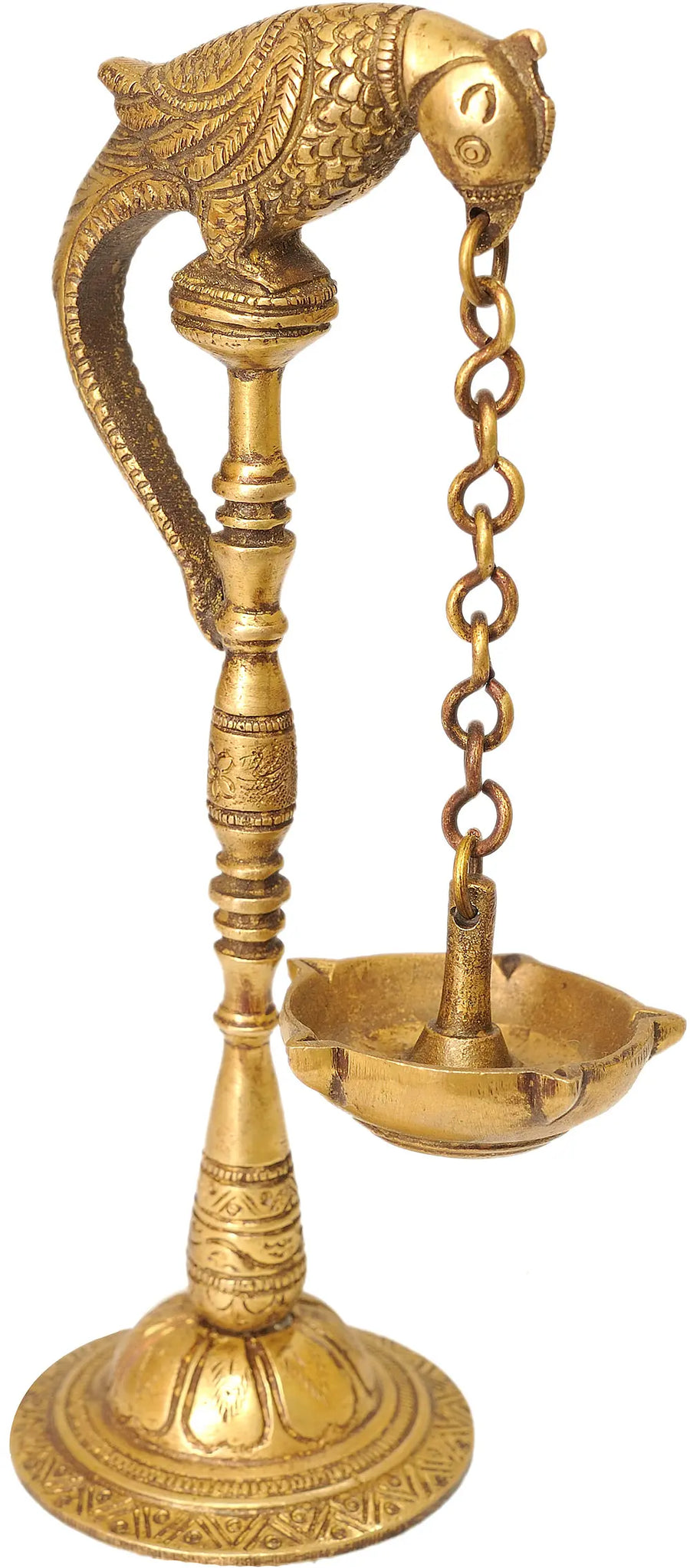 7" Handmade Brass Parrot Five-Wick Hanging Lamp with Stand