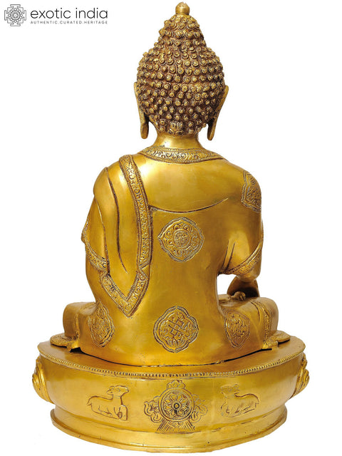 16" Lord Buddha in the Bhumisparsha Mudra In Brass | Handmade | Made In India