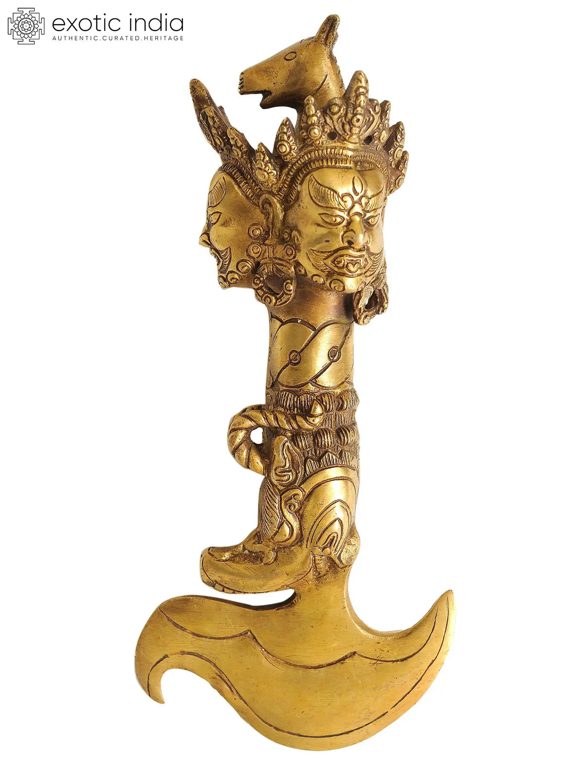 11" Tibetan Buddhist Hayagriva Chopper in Brass | Handmade | Made in India