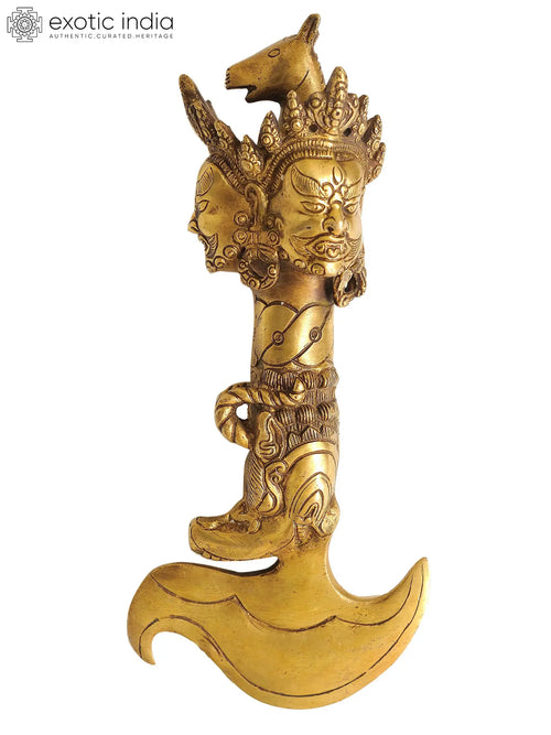 11" Handmade Brass Hayagriva Chopper Statue for Tibetan Buddhist Altar