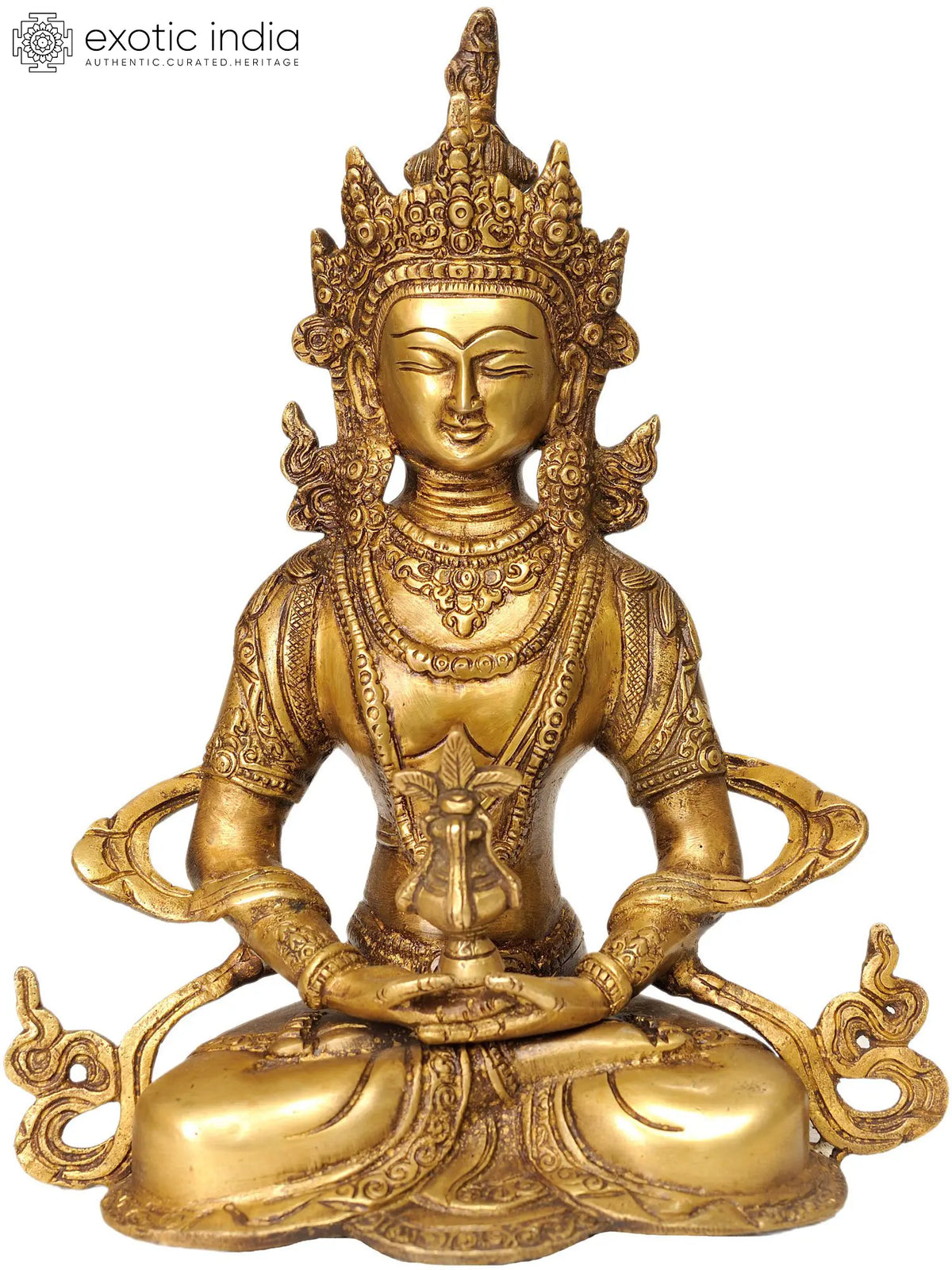 10" Tibetan Buddhist Deity Amitabha Buddha In Brass | Handmade | Made In India