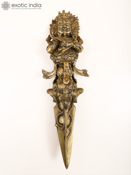 17" Mahakala Phurpa Brass Statue for Pooja