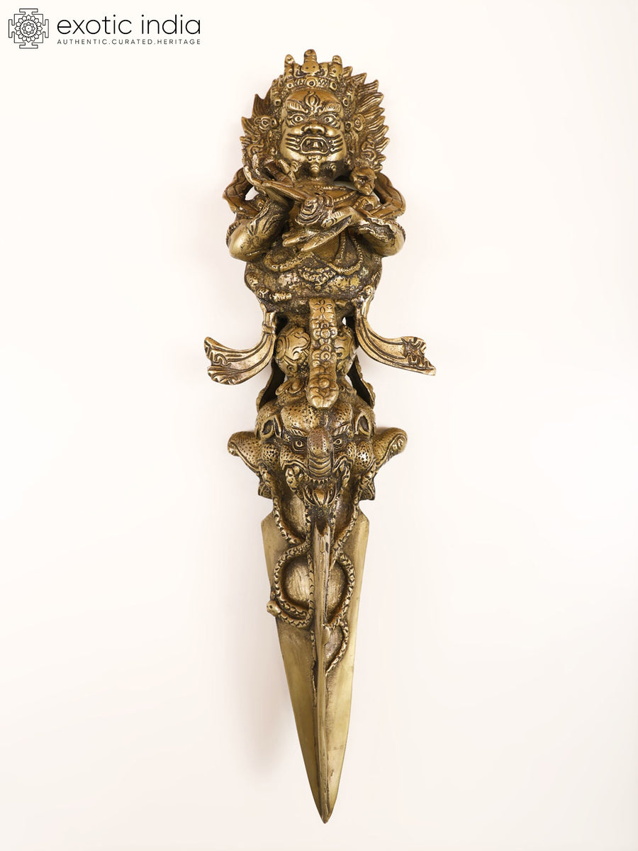 17" Mahakala Phurpa Brass Statue for Pooja