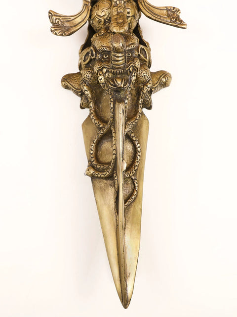 17" Tibetan Buddhist Mahakala Phurpa in Brass