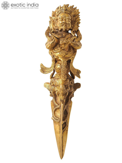 17" Tibetan Buddhist Mahakala Phurpa in Brass