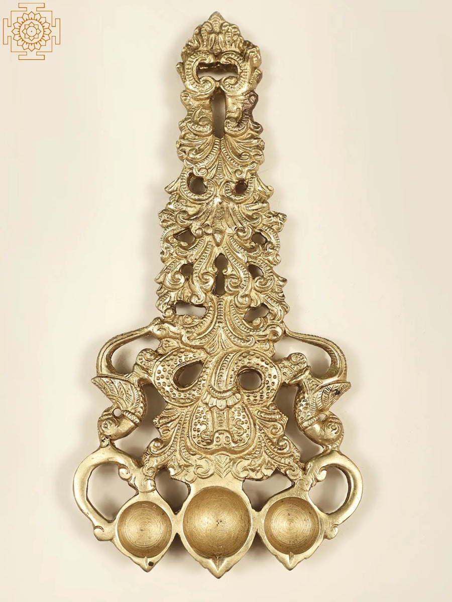 10" Brass Serpent Puja Lamp Handmade Handheld Idol