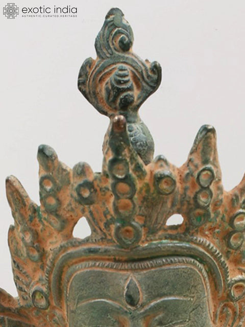 11" Tibetan Buddhist Deity Chenrezig Brass Sculpture | Handmade