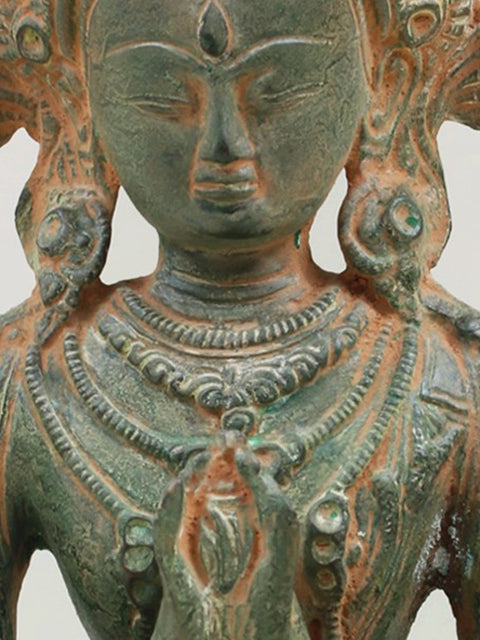 11" Tibetan Buddhist Deity Chenrezig Brass Sculpture | Handmade