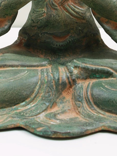 11" Tibetan Buddhist Deity Chenrezig Brass Sculpture | Handmade