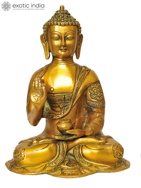 10" Tibetan Buddhist Deities Set of Three Buddhas In Brass | Handmade | Made In India