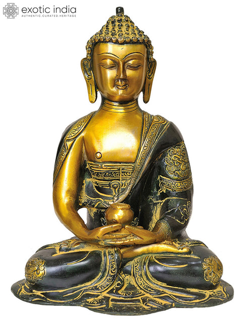 10" Tibetan Buddhist Deities Set of Three Buddhas In Brass | Handmade | Made In India