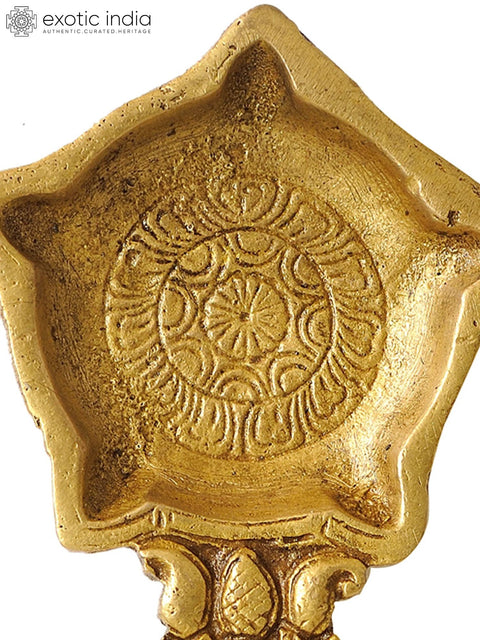 8" Five Wick Serpent Puja Diya In Brass | Handmade | Made In India