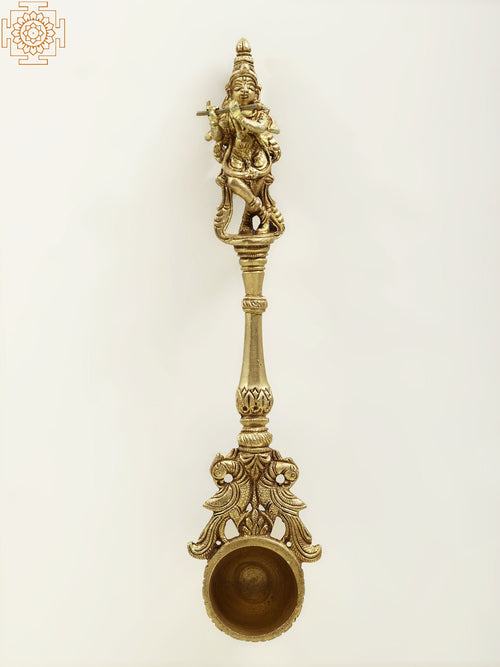 Krishna Brass Ritual Spoon for Pooja