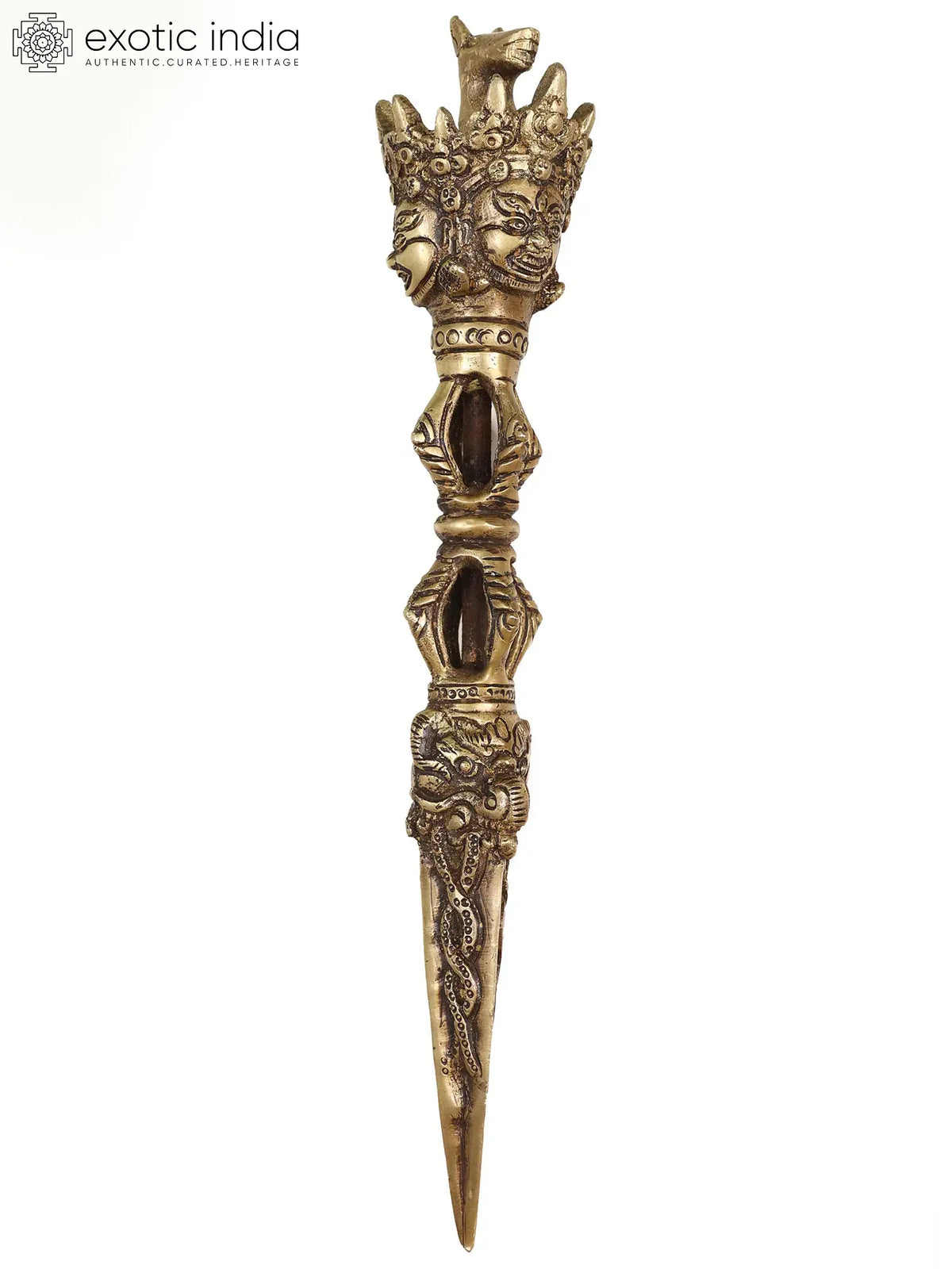 11" Tibetan Buddhist Hayagriva Phurpa in Brass