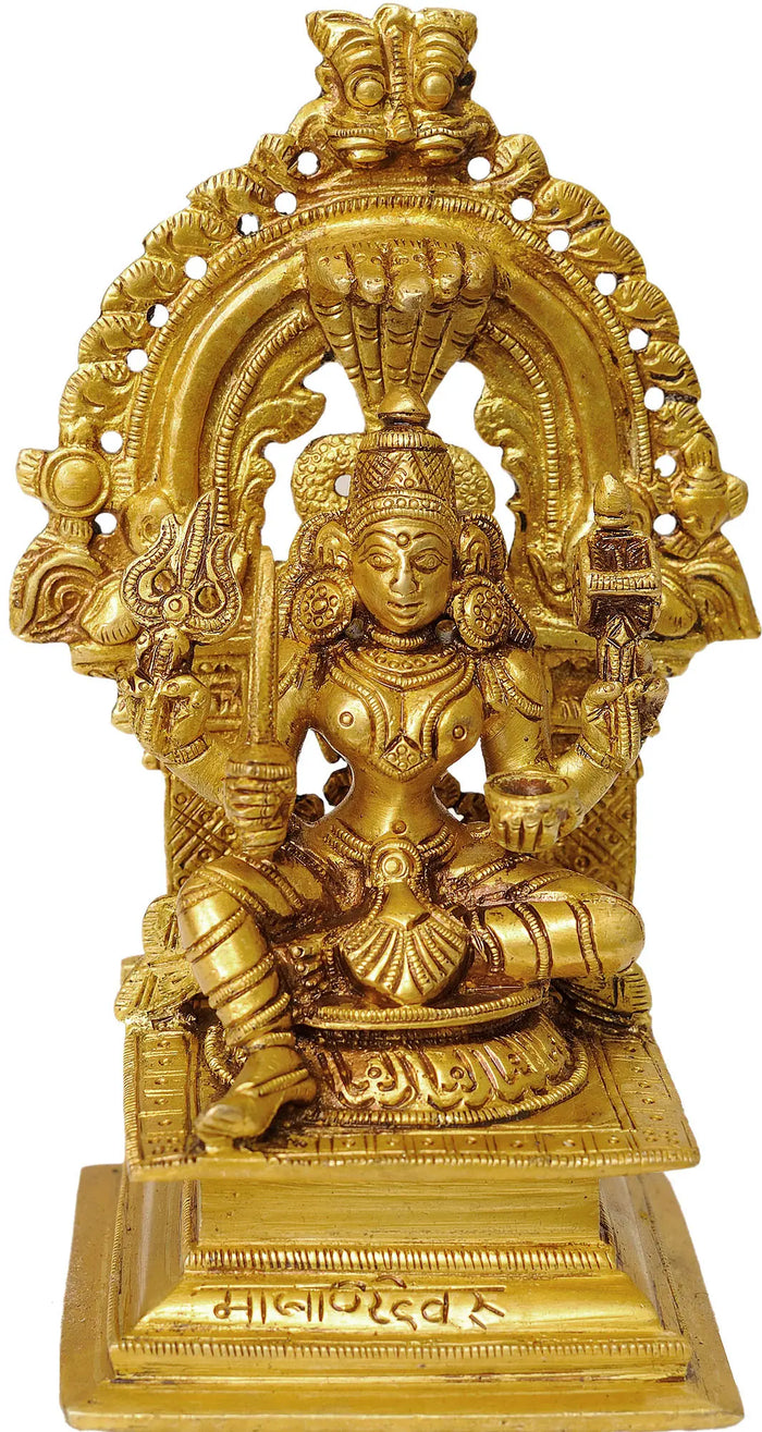 5" South Indian Goddess Durga-Mariamman Statue in Brass | Handmade | Made in India