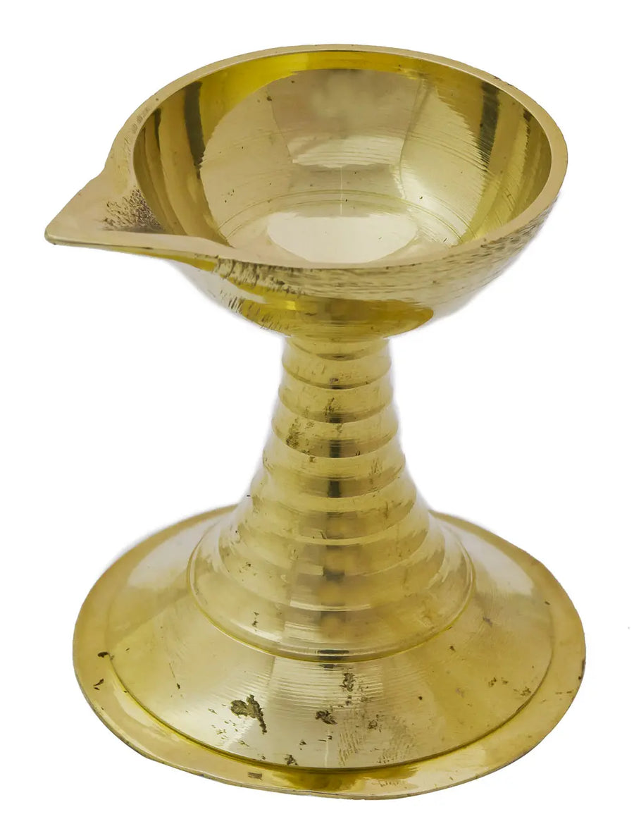 Small 2" Brass Puja Diya Handmade Oil Lamp for Pooja