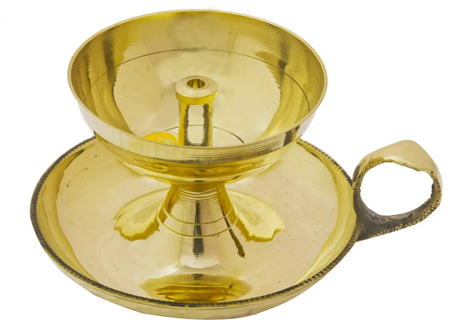 2" Brass Handled Wick Puja Lamp Handmade