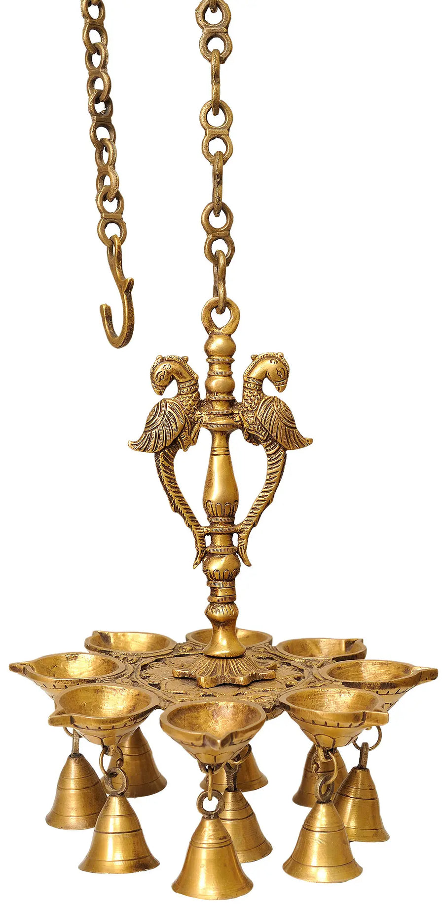 11'' Brass Eight Wick Parrot Lamp Handmade