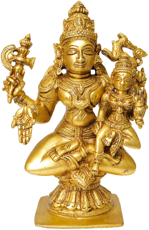 7" Shiva Parvati Brass Statue Handmade