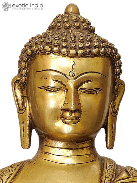 15" Tibetan Buddhist Deity Medicine Buddha (Robes Decorated with Auspicious Symbols) In Brass | Handmade | Made In India