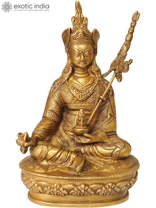 8" Padmasambhava Brass Statue Handmade Buddhist Deity Idol