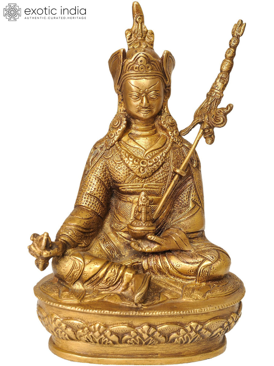 8" Padmasambhava Brass Statue Handmade Buddhist Deity Idol