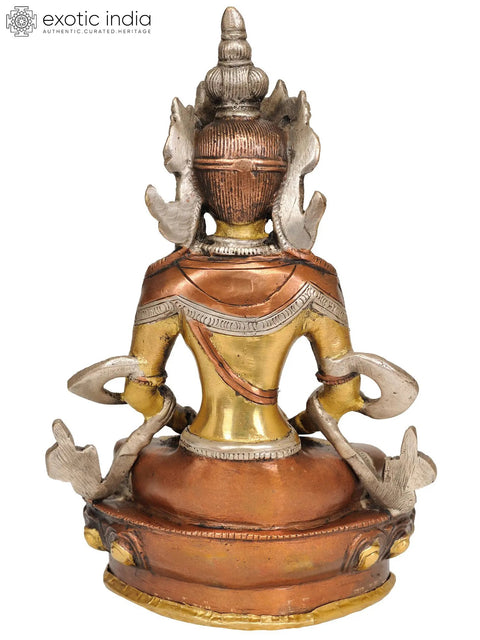 8" Amitabha Buddha Brass Statue | Handmade Tibetan Buddhist God Idol