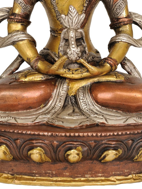 8" Amitabha Buddha Brass Statue | Handmade Tibetan Buddhist God Idol