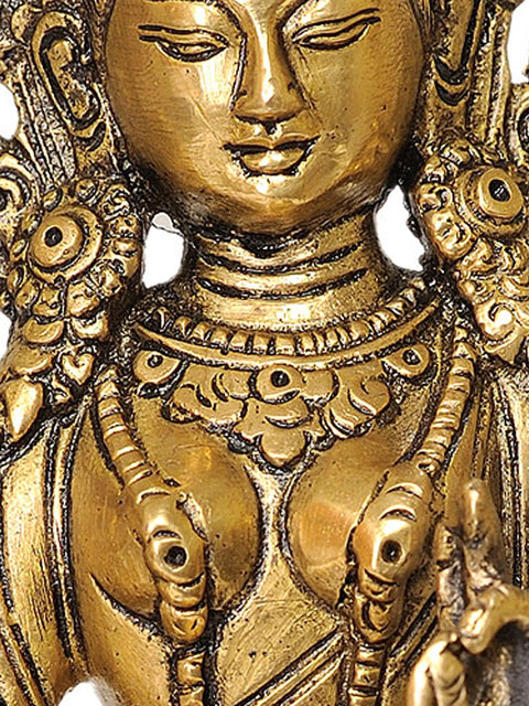 8" Tibetan Buddhist Goddess Green Tara Brass Statue | Handmade | Made in India