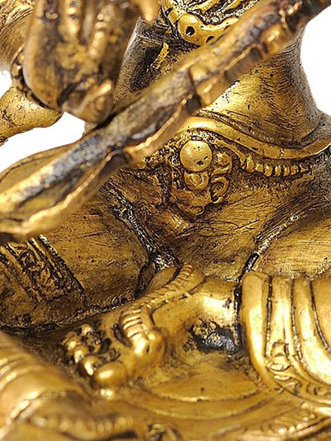 8" Nepalese Form of Saraswati In Brass | Handmade | Made In India