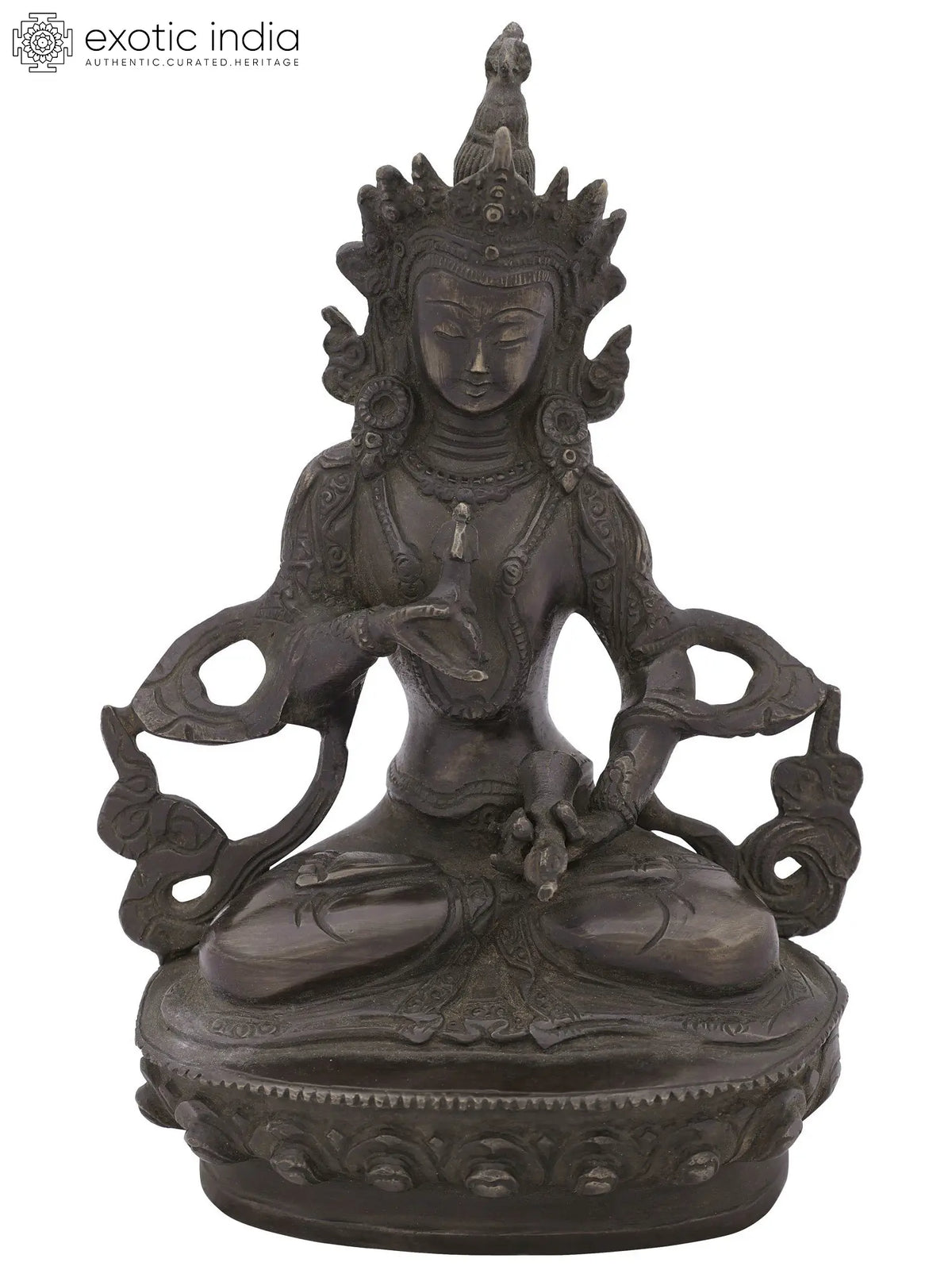 8" Tibetan Buddhist Deity Vajrasattva Brass Statue | Handmade | Made in India