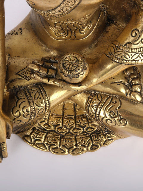 9" Buddha in the Bhumi-Sparsha Mudra Brass Statue | Handmade | Made in India
