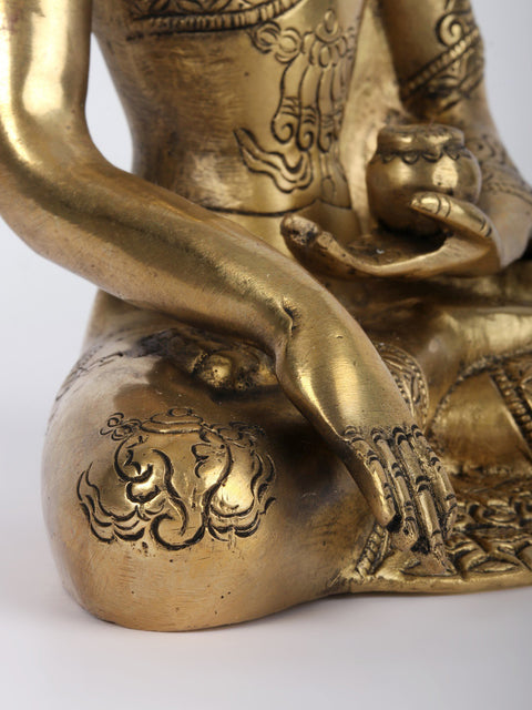 9" Buddha in the Bhumi-Sparsha Mudra Brass Statue | Handmade | Made in India