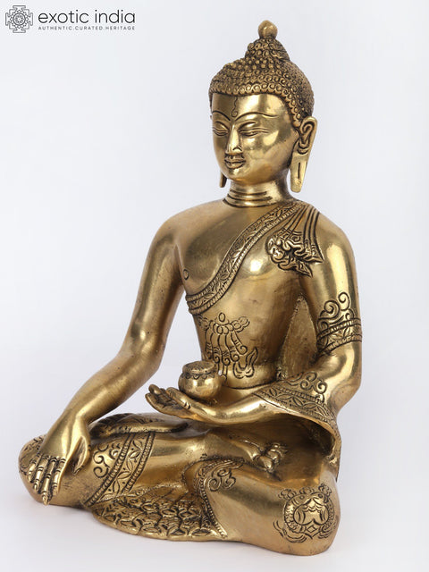 9" Buddha in the Bhumi-Sparsha Mudra Brass Statue | Handmade | Made in India