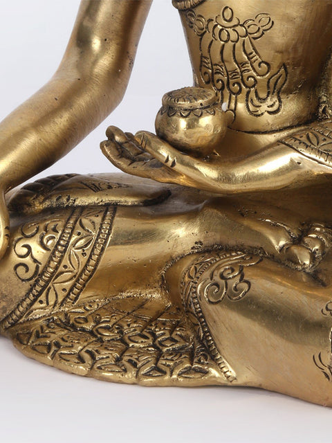 9" Buddha in the Bhumi-Sparsha Mudra Brass Statue | Handmade | Made in India