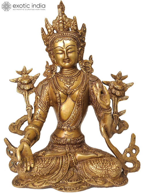 10" White Tara Tibetan Buddhist Brass Statue Handmade