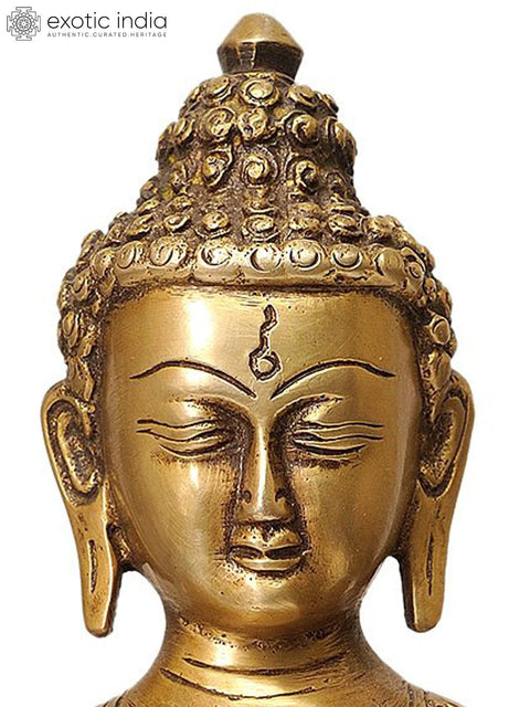 10" Tibetan Buddhist Deity Medicine Buddha (Robes Decorated with the Scenes of His Life) In Brass | Handmade | Made In India