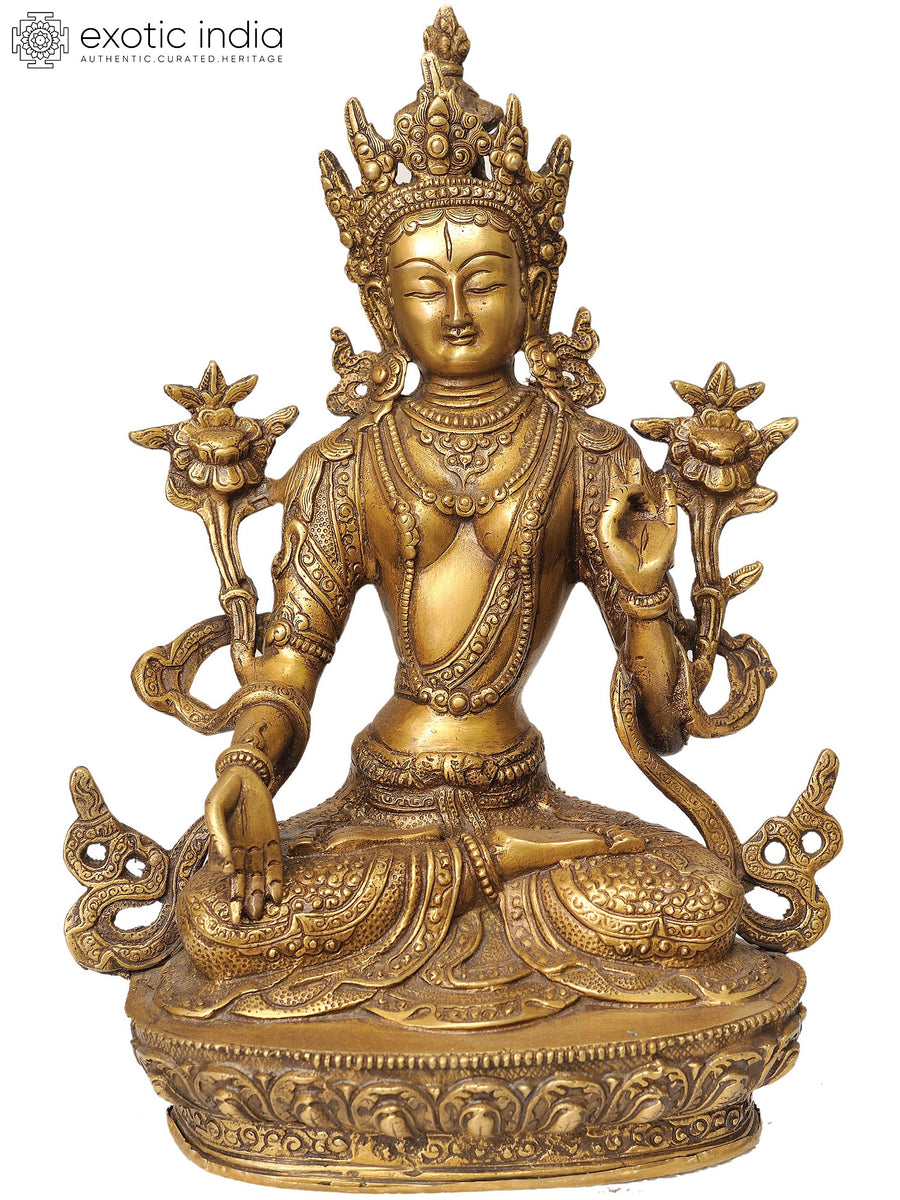 12" White Tara Tibetan Buddhist Brass Statue Handmade