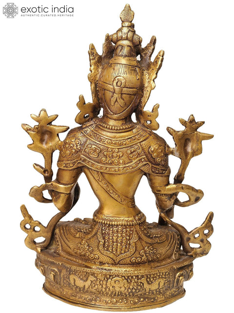 12" Tibetan Buddhist Goddess White Tara Brass Sculpture | Handmade | Made in India