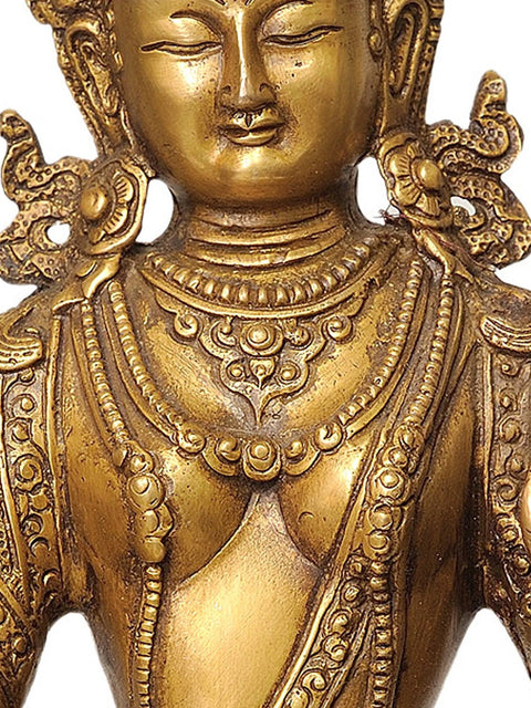 12" Tibetan Buddhist Goddess White Tara Brass Sculpture | Handmade | Made in India