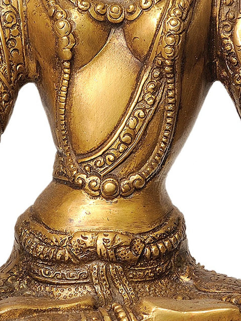 12" Tibetan Buddhist Goddess White Tara Brass Sculpture | Handmade | Made in India