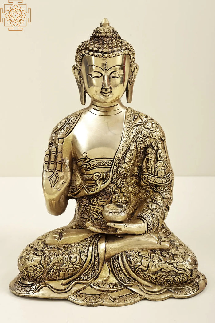 11" Buddha in The Vitarka Mudra | Brass Buddha | Handmade | Made In India