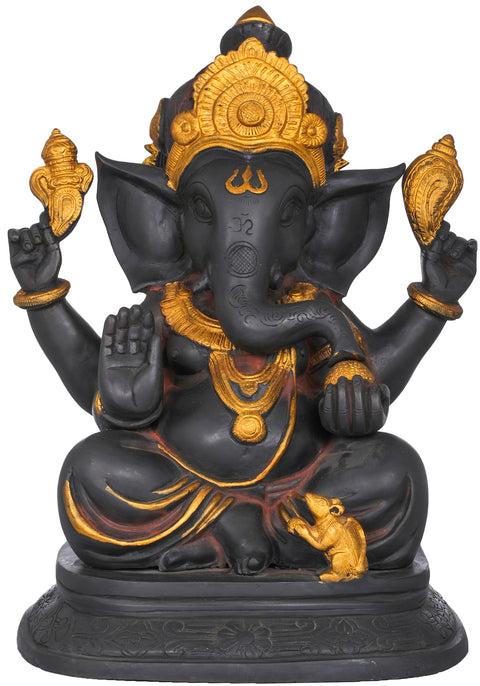 14" Lord Ganesha In Brass | Handmade | Made In India