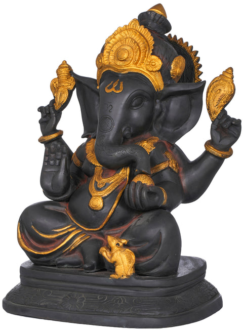 14" Lord Ganesha In Brass | Handmade | Made In India