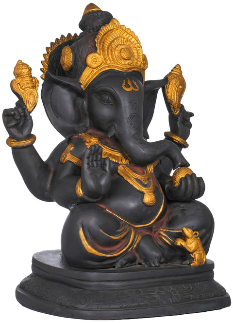 14" Lord Ganesha In Brass | Handmade | Made In India