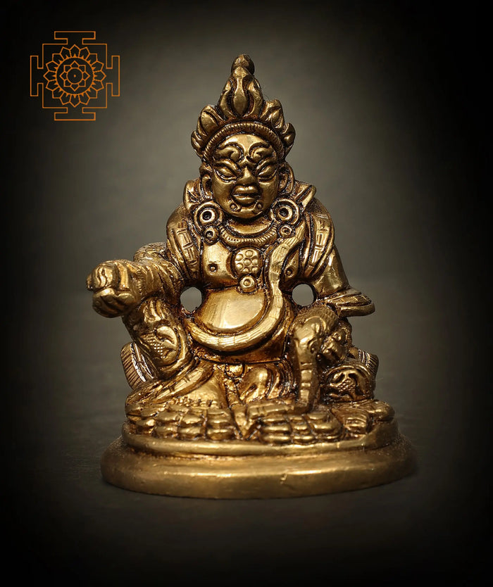 3" God of Wealth Lord Kubera Small Statue in Brass | Handmade | Made in India